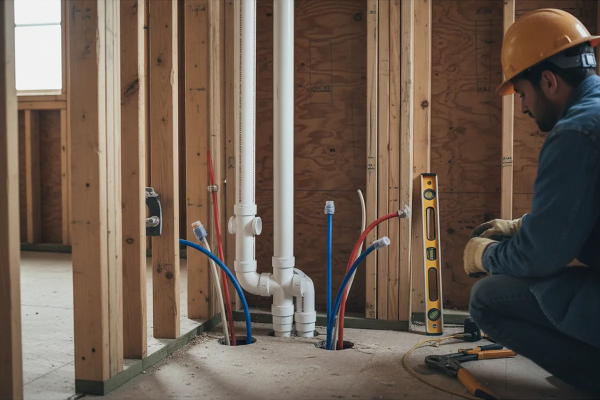 Drain and supply rough-in during Sump Pump Repair in Bushnell