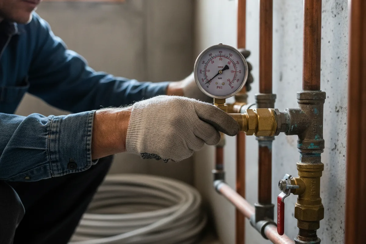 Pressure testing a repaired line during Water Line Repair in Bushnell